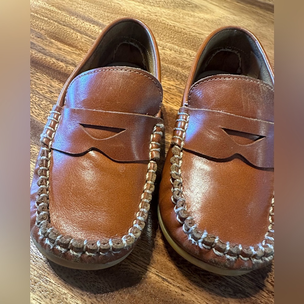 Elephantito little boys Alex driver loafers (cognac/brown leather)
